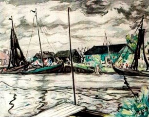 Fischerhafen in Holland bei unruhigem Wetter