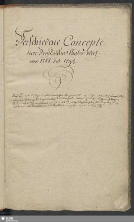 Erstes Rechnungsbuch geführt über die von 1788 bis incl. 1800 eingereichten Bücherrechnungen, welche von dem für die Königl. öffentl. Bibliothek jährlich zum Bücherfonds höchsten Orts bewilligten Quanto von 3000 rth bezahlt worden sind - Bibl.Arch.I.C,Vol.291.a