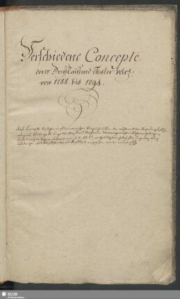 Erstes Rechnungsbuch geführt über die von 1788 bis incl. 1800 eingereichten Bücherrechnungen, welche von dem für die Königl. öffentl. Bibliothek jährlich zum Bücherfonds höchsten Orts bewilligten Quanto von 3000 rth bezahlt worden sind - Bibl.Arch.I.C,Vol.291.a