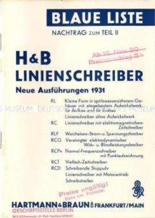 Nachtrag zum Katalog über Linienschreiber