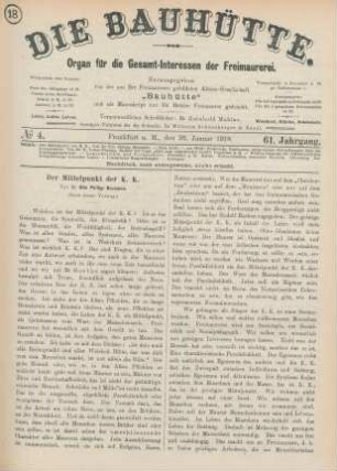 No 4. Frankfurt a. M., den 26. Januar 1918. 61. Jahrgang.