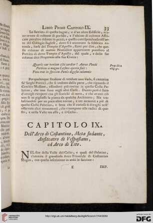 Capitolo IX: Dell'Arco die Costantino, Meta sudante, Anfiteatro di Vespasiano, ed Arco di Tito