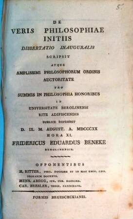 De veris philosophiae initiis