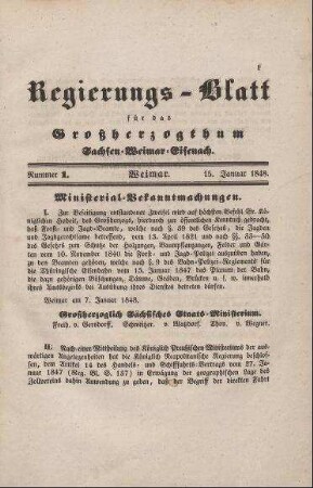 Nr. 1 : 15. Januar 1848