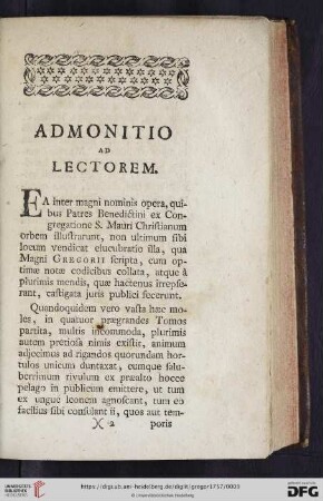 Admonitio ad lectorem