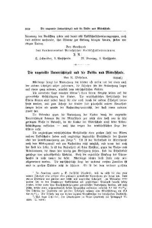 Die ungeteilte Unterrichtszeit und die Volks- und Mittelschule : (Schluß)