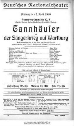 Tannhäuser und Der Sängerkrieg auf Wartburg