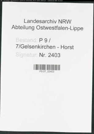 Sterberegister Standesamt Gelsenkirchen-Horst