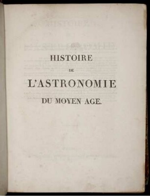 Histoire de l'Astronomie du Moyen Age