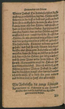 Wie Andolosia die junge Königin Agrippinam in Hibernia in ein Frawen Kloster thet ...