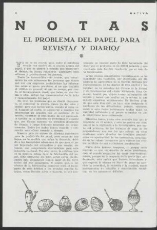 Notas - El problema del papel para revistas y diarios
