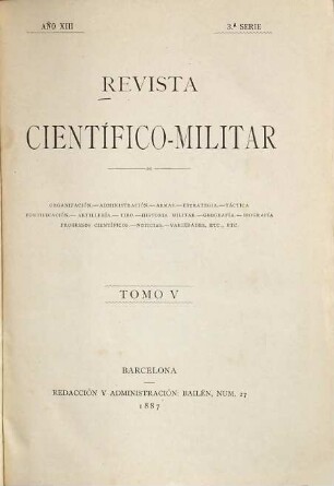 Revista científico-militar. 5. 1887 = Año 13