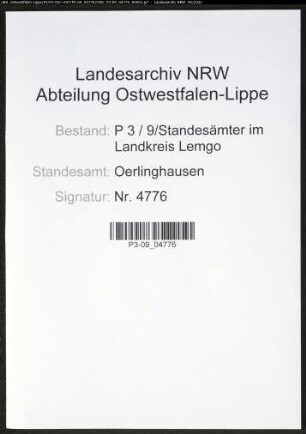 Heiratsregister Standesamt Oerlinghausen