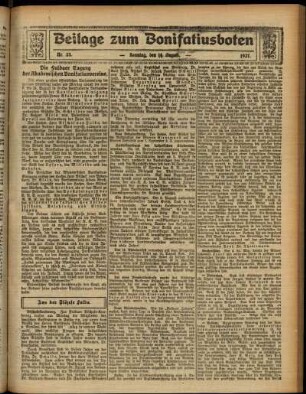 Zweite Ausgabe vom Sonntag, den 14. August 1927.