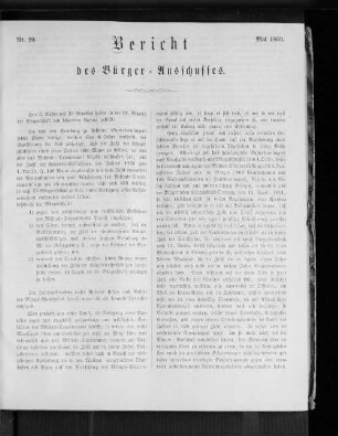 Nr. 20 Bericht des Bürgerausschusses Mai 1860