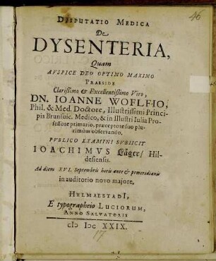 Disputatio Medica De Dysenteria