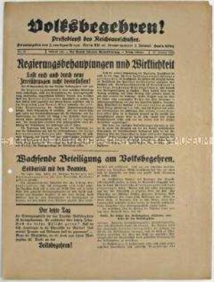 Pressemitteilung des "Reichsausschusses für das deutsche Volksbegehren" gegen den Young-Plan