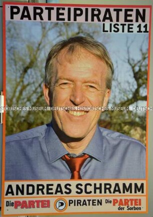 Plakat der Listenvereinigung "Die Parteipiraten" zur Kommunalwahl in Brandenburg am 26. Mai 2019