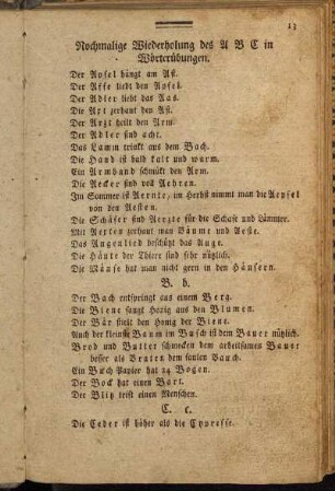 Nochmalige Wiederholung des ABC in Wörterübungen.