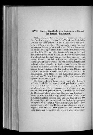 XVII. Innere Zustände des Stammes während der letzten Stauferzeit.