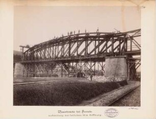 Nebenbahn Hameln-Lage. Weserbrücke, Hameln: Errichtung des östlichen Überbaus
