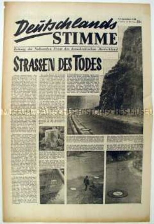 Wochenzeitung der Nationalen Front "Deutschlands Stimme" u.a. über die Wiederbewaffnung in der Bundesrepublik