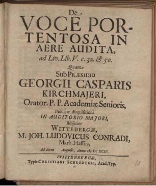 De Voce Portentosa In Aere Audita : ad Liv. Lib. V. c. 32. & 50.