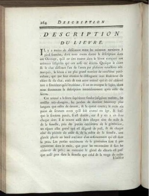 Description Du Lievre.