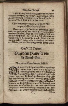 Dat VIII. Capittel. Van dem Paweste unde Antichristen.
