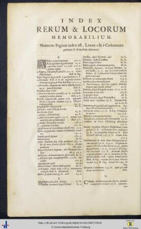Index Rerum Et Locorum Memorabilium.