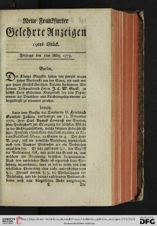 [19. -26. Stueck] (Maerz 1773)