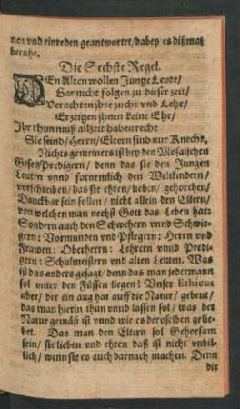 Die Sechste Regel.