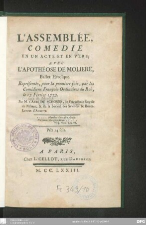 L' assemblée : comédie en un acte et en vers