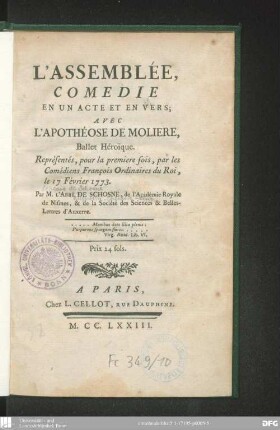 L' assemblée : comédie en un acte et en vers