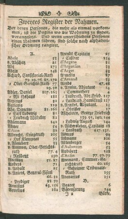 Zweytes Register der Nahmen