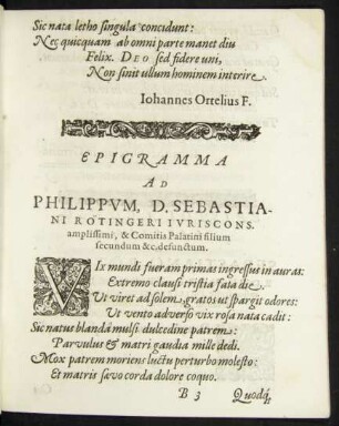 Epigramma Ad Philippum, D. Sebastiani Rötingeri ...