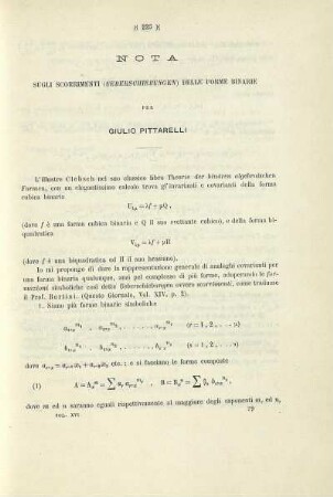 Sugli scorrimenti (ueberschiebungen) delle forme binarie.