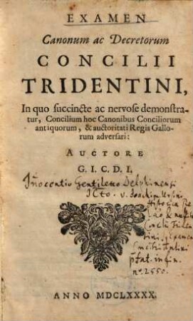 Examen canonum ac decretorum Concilii Tridentini