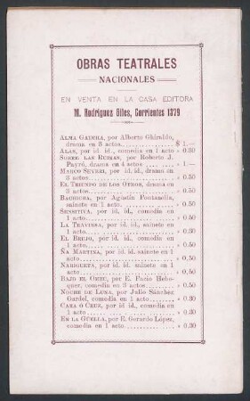 Obras teatrales nacionales