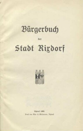Bürgerbuch der Stadt Rixdorf
