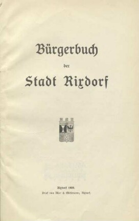 Bürgerbuch der Stadt Rixdorf