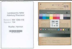 Entnazifizierung Heinrich Mueller , geb. 21.04.1893 (Feuerwehrmann)