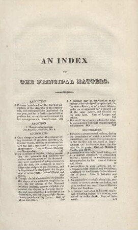 An index to the principal matters