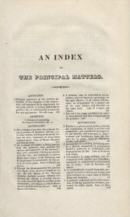 An index to the principal matters