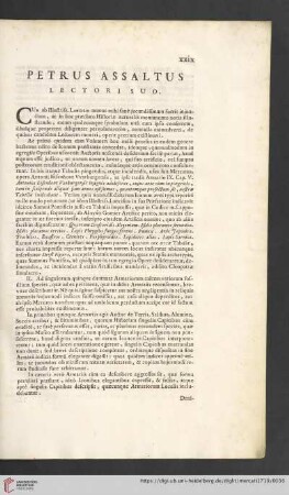 Petrus Assaltus Lectori suo