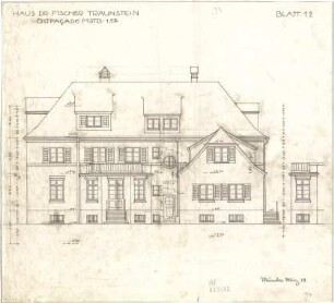 Fischer, Theodor; Traunstein; Augenklinik Dr. Fischer - Ostfassade (Aufriss)