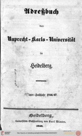Wintersemester 1846/1847