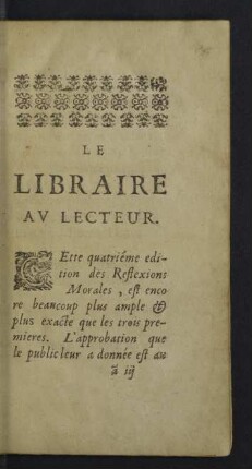 Le libraire au lecteur.