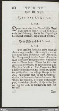 Der III. Theil. Von der Syntax