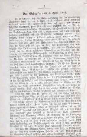 Das Wahlgesetz vom 5. April 1849.